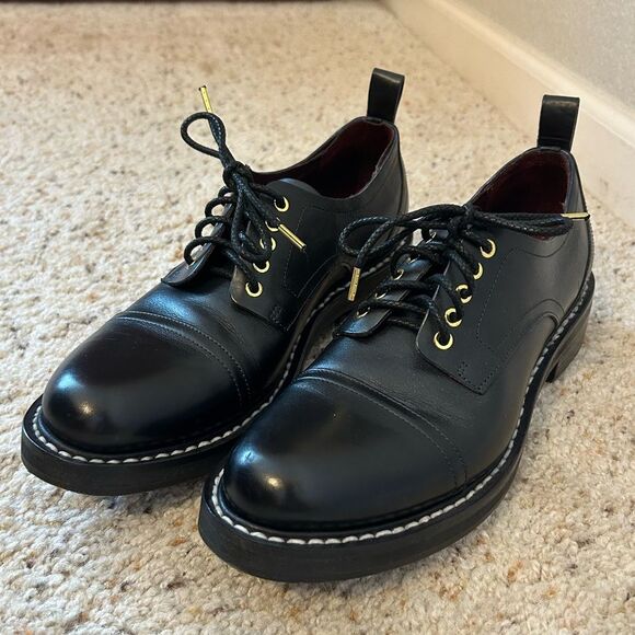 Rag & Bone Kenton Leather Lace-Up Oxfords in Black, Size 40 (US 10) - Picture 1 of 13